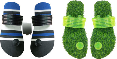 skyflip Men Slides(Blue, Green , 6)