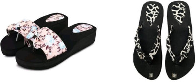 BOOMBEAUTY Women Flip Flops(Black , 3)