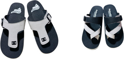 Splendid Enterprises Men Slippers(Black, Grey , 8)