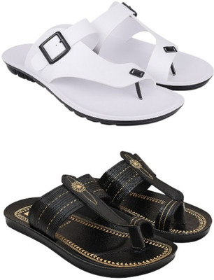 Trendmode Men Slippers(White, Black , 8)