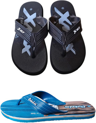 DEEPAKTRADERS Men Slippers(Black, Blue , 6)