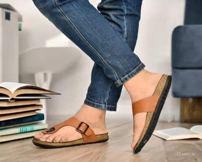 STARZZ Men Slides(Tan , 7)