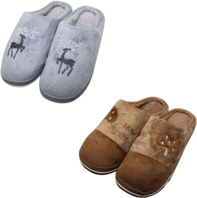 Mahi Enterprises Men Flip Flops(Grey, Brown , 9)