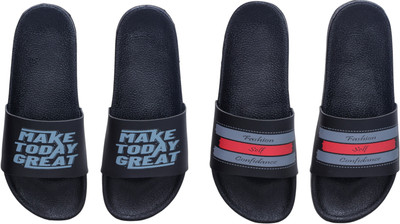 Digimahadev Men Flip Flops(Black , 8)
