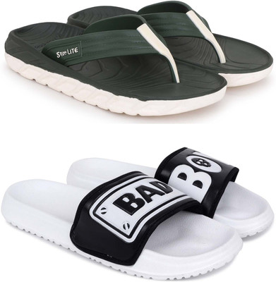 Pampy Angel Men Slippers(Green, White , 7)