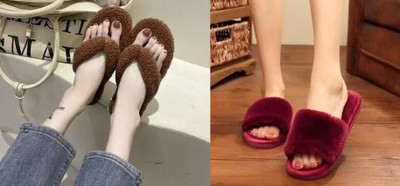 Sale YUG Women Flip Flops(Maroon, Brown , 6)