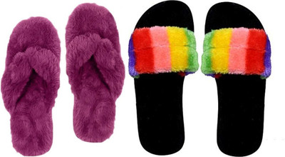 rexizone Women Slides(Multicolor, Purple , 6)