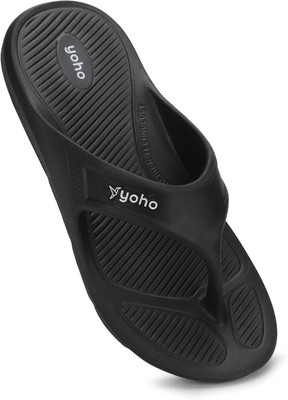 yoho Men Drizzle Soft Slippers| Mild Acupressure | Lightweight | Anti Skid | Waterproof Flip Flops(Black , 11)