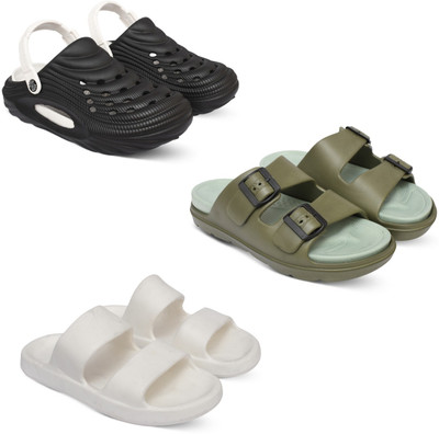 Acorn Men Slides(Black, Olive, White , 7)