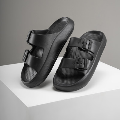 RED TAPE Men Slides(Black , 9)