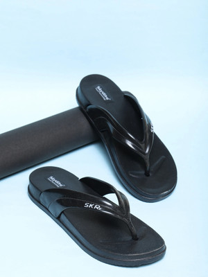Skyultra Women Flip Flops(Black , 5)