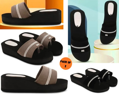parasmisti Women Slippers(Black , 5)