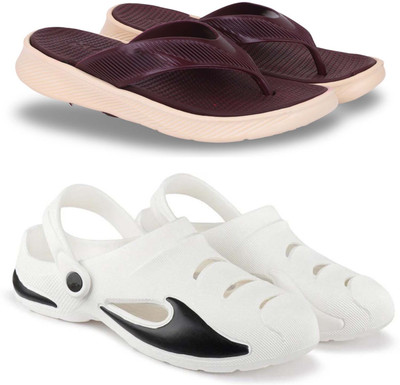 KAPYANSH Men Slippers(Maroon, White , 9)