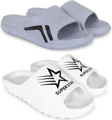 Pampy Angel Men Slippers(Grey, White , 9)