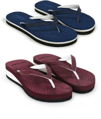 TWO SOFT Women Pack Of 2 Combo Stylish Extra Comfort Lightweight Dailywear Used Slippers(Multicolor , 5)