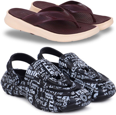 Pampy Angel Men Slippers(Maroon, Black , 9)