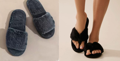 rexizone Women Slides(Black, Black , 4)