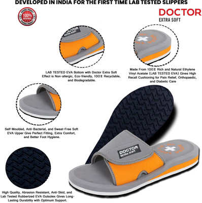 DOCTOR EXTRA SOFT Men Men's House Slipper Ortho Care Orthopaedic Diabetic Comfortable Flip-Flop Slides Slides(Grey , 11)