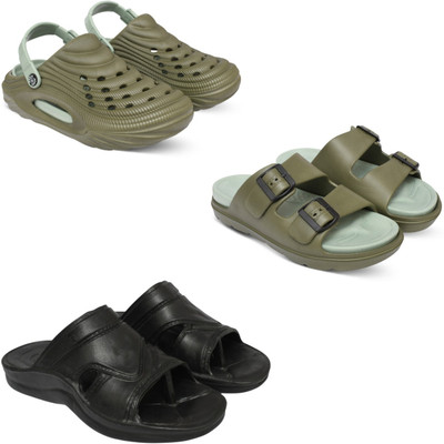 Acorn Men Slides(Olive, Olive, Black , 7)