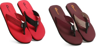 G Best Men Flip Flops(Maroon, Red , 9)