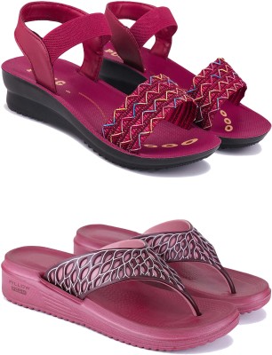 DRACKFOOT Women Flip Flops(Maroon , 5)