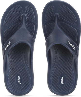 yoho Men Drizzle Soft Slippers| Mild Acupressure | Lightweight | Anti Skid | Waterproof Flip Flops(Navy , 6)