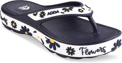 Adda Women Slippers(Black, White , 6)