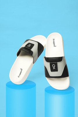 frappe9x Men Slides(White, Black , 8)