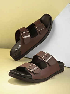 SHOE BLATE Men Slides(Brown , 10)