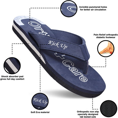 Kick up Men Slippers(Navy , 10)