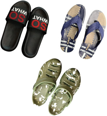 BLIBBERS Men Slippers(Black, Blue, Green , 9)