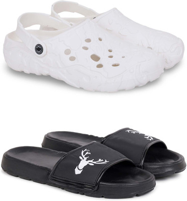 Pampy Angel Men Clogs(White, Black , 6)