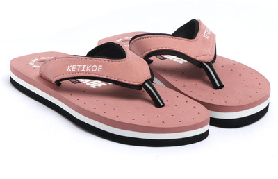 KETIKOE Women Flip Flops(Pink , 6)