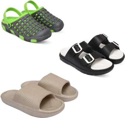 Acorn Men Slides(Green, Black, Beige , 9)