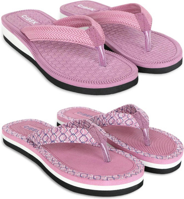 CIBEK Women Doctor step with cibek comfortable extra soft daily wear slipper pack of 2 Flip Flops(Pink , 6)
