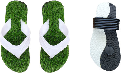 skyflip Men Slides(Black, White , 5)