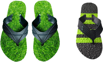 skyflip Men Slides(Green, Black , 7)