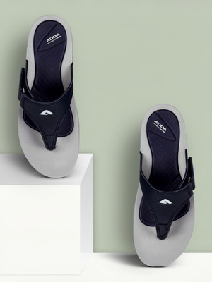 Adda Women Flip Flops(Grey, Navy , 6)