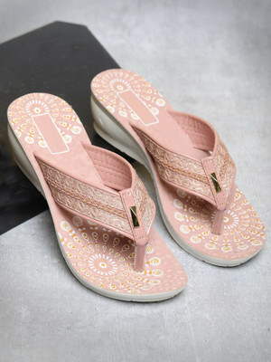 Fabbmate Women Flip Flops(Beige , 6)