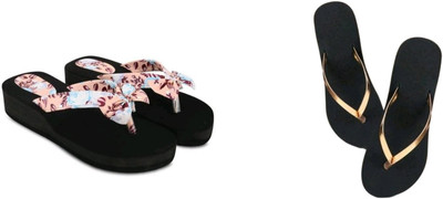 BOOMBEAUTY Women Flip Flops(Multicolor , 8)