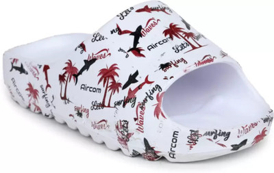 LNT FASHION Men Slides(White, Maroon , 8)