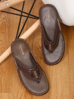 Teakwood Leathers Men Flip Flops(Brown , 10)