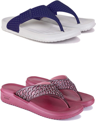 ABN Women Slippers(Blue, Grey, Pink , 6)