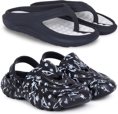 Pampy Angel Men Slippers(Black, Black , 9)