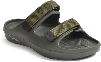 house of common Men Ultra Soft Slipper with Velcrow, Adjustable Strap, Anti Slip, Daily Usage Slides(Olive , 9)