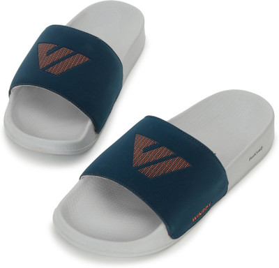 WINFOX Men Slides(Navy, Grey , 9)
