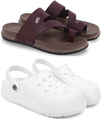 Pampy Angel Men Slippers(Maroon, White , 9)