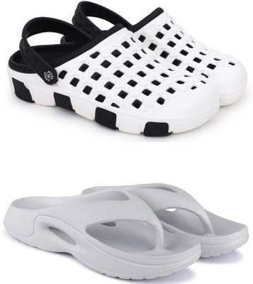 Pampy Angel Men Slippers(Black, Grey , 6)