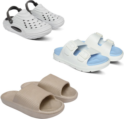Acorn Men Slides(White, Blue, Beige , 9)