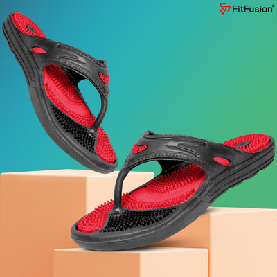 FitFusion Men Slippers(Red , 7)